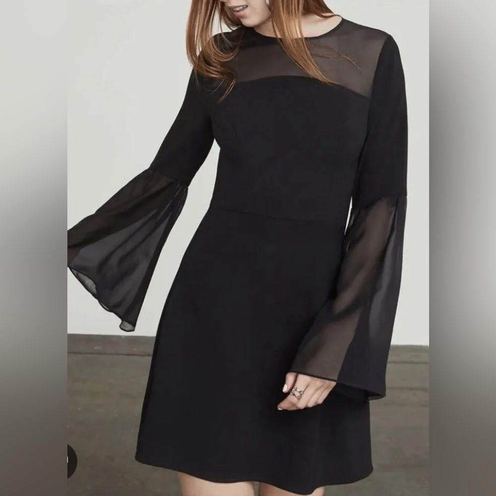 NEW BCBG MAXAZRIA BLACK FINLEY SHEER-PANEL DRESS LMQ66N74/M999A SIZE XS